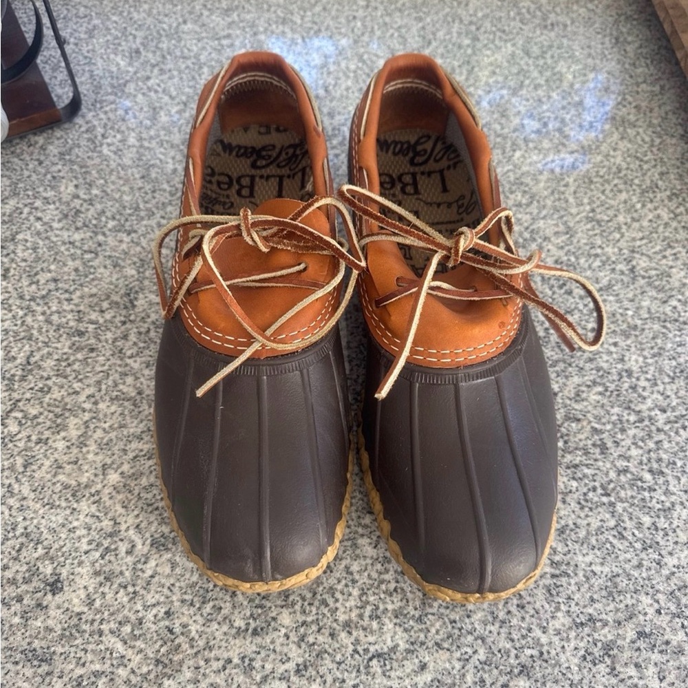 Men's Brown and Tan LL Bean low cut Duck boots